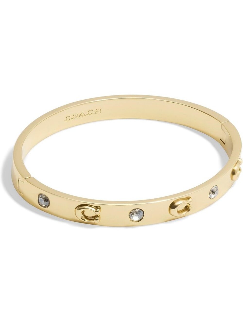 Chic Women's Hinged Bangle Bracelet with Signature C Logo - Stylish Accessory
